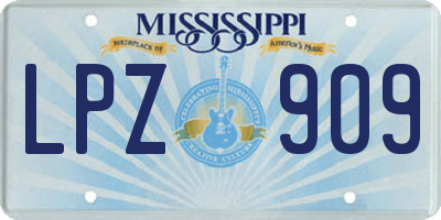 MS license plate LPZ909