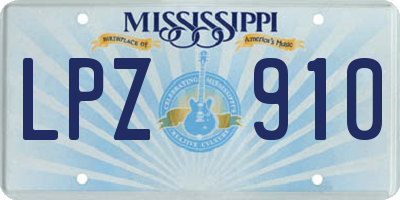 MS license plate LPZ910