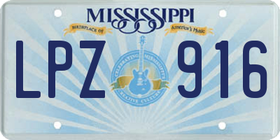 MS license plate LPZ916