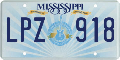 MS license plate LPZ918