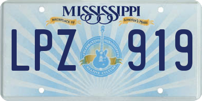 MS license plate LPZ919