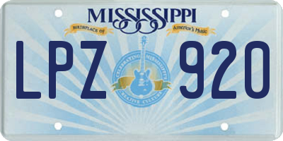 MS license plate LPZ920