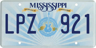MS license plate LPZ921
