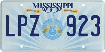 MS license plate LPZ923