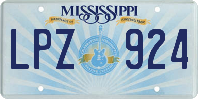 MS license plate LPZ924