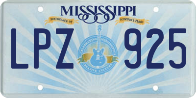 MS license plate LPZ925