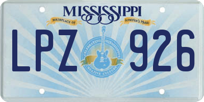 MS license plate LPZ926