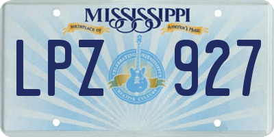 MS license plate LPZ927