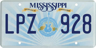 MS license plate LPZ928