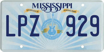 MS license plate LPZ929