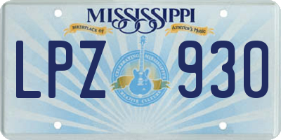 MS license plate LPZ930