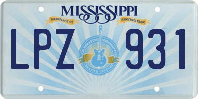MS license plate LPZ931