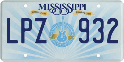 MS license plate LPZ932
