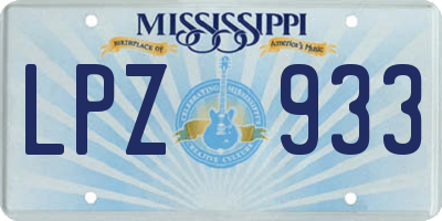 MS license plate LPZ933