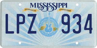 MS license plate LPZ934