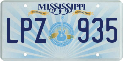 MS license plate LPZ935