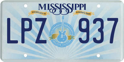 MS license plate LPZ937