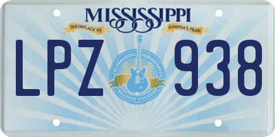 MS license plate LPZ938