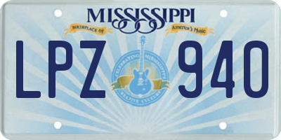 MS license plate LPZ940