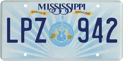 MS license plate LPZ942