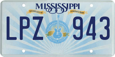 MS license plate LPZ943