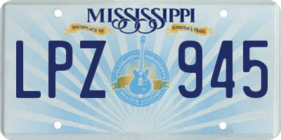 MS license plate LPZ945
