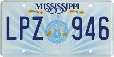 MS license plate LPZ946
