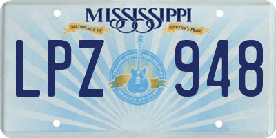MS license plate LPZ948