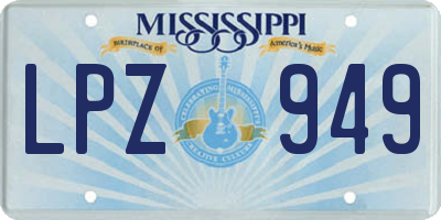 MS license plate LPZ949