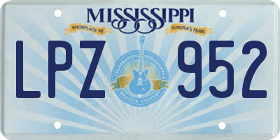 MS license plate LPZ952