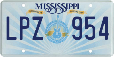 MS license plate LPZ954