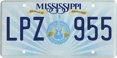 MS license plate LPZ955