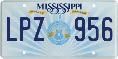 MS license plate LPZ956