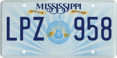 MS license plate LPZ958