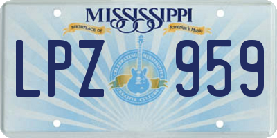 MS license plate LPZ959
