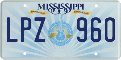 MS license plate LPZ960