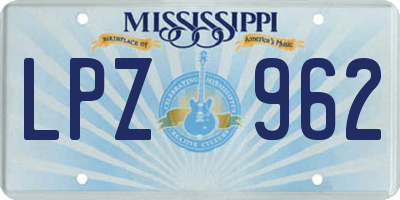 MS license plate LPZ962