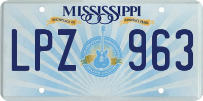 MS license plate LPZ963
