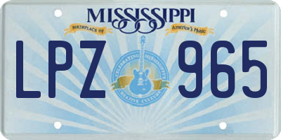 MS license plate LPZ965