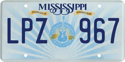 MS license plate LPZ967