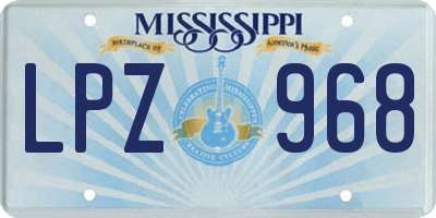 MS license plate LPZ968