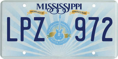MS license plate LPZ972