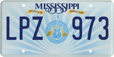 MS license plate LPZ973