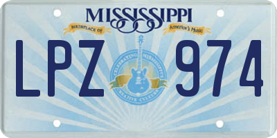 MS license plate LPZ974