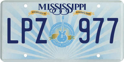 MS license plate LPZ977