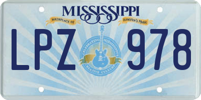 MS license plate LPZ978
