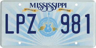 MS license plate LPZ981