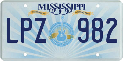 MS license plate LPZ982