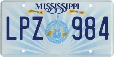 MS license plate LPZ984