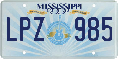 MS license plate LPZ985